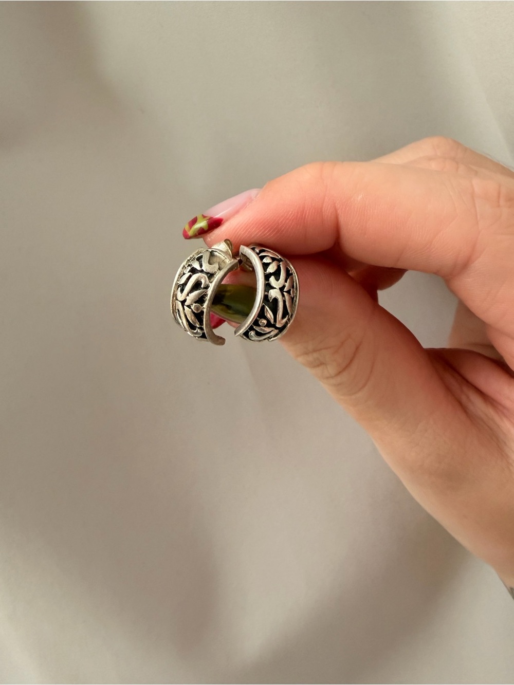Vintage Sterling Silver Thai Half-Hoop Earrings
